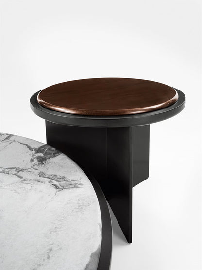 Sensei Coffee Table Black metal Rosso Marte glass top