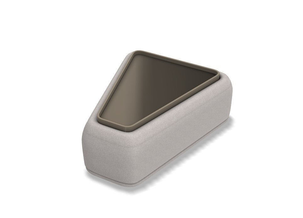 Ottoman - Rene Trap. w/ table / Beige / Fabric Fisolo 01 / 78 x 102 x 40H / Putty / Glossy & Glass