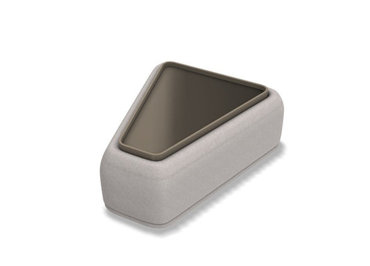 Ottoman - Rene Trap. w/ table / Beige / Fabric Fisolo 01 / 78 x 102 x 40H / Putty / Glossy & Glass