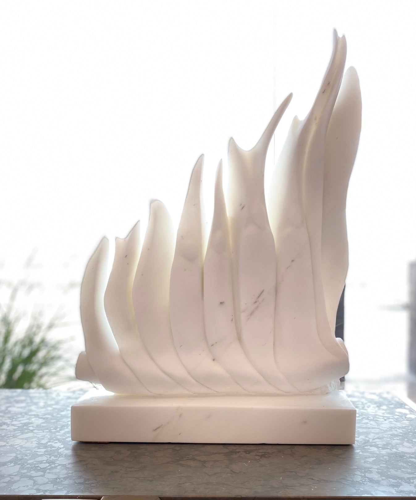 Art - Evening Fire /17 x 42 x 62H / White / Statuario marble