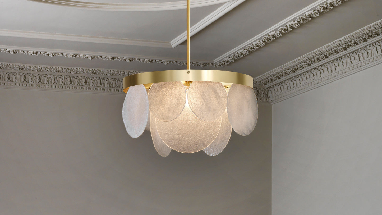 Chandelier I Pendant - Sasha / 60 x 35H / 150cm drop / Handmade fritted glass