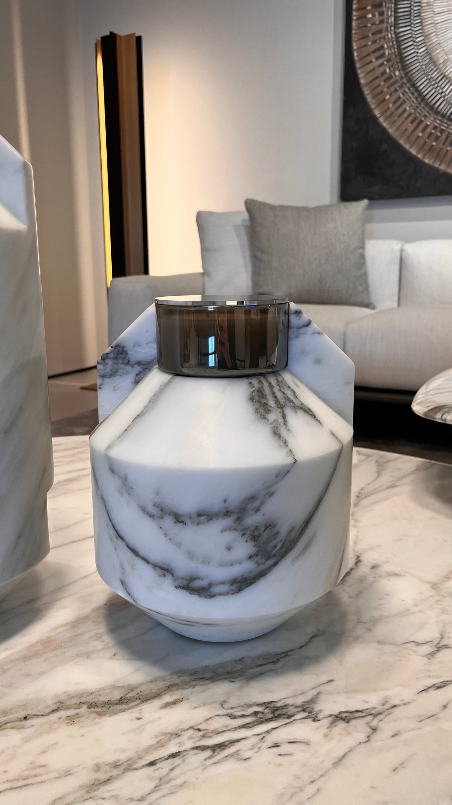 STYLING  ITEM - Toucana Small  / With candle / Paonazzo Marble / 20.5 x 10.2 x 25.2H