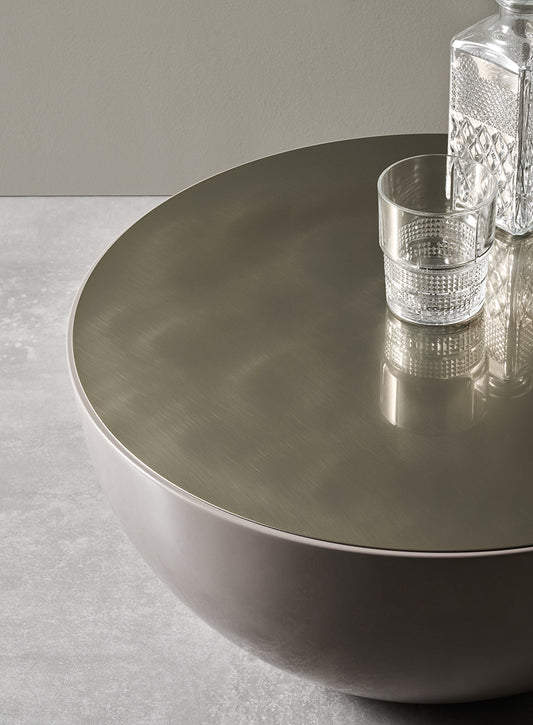 Bongo TB3 Coffee Table Brass top Sand Glossy Lacquered
