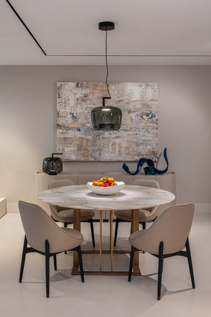 Charlie Dining Table 150D in Glossy Calacatta Gold