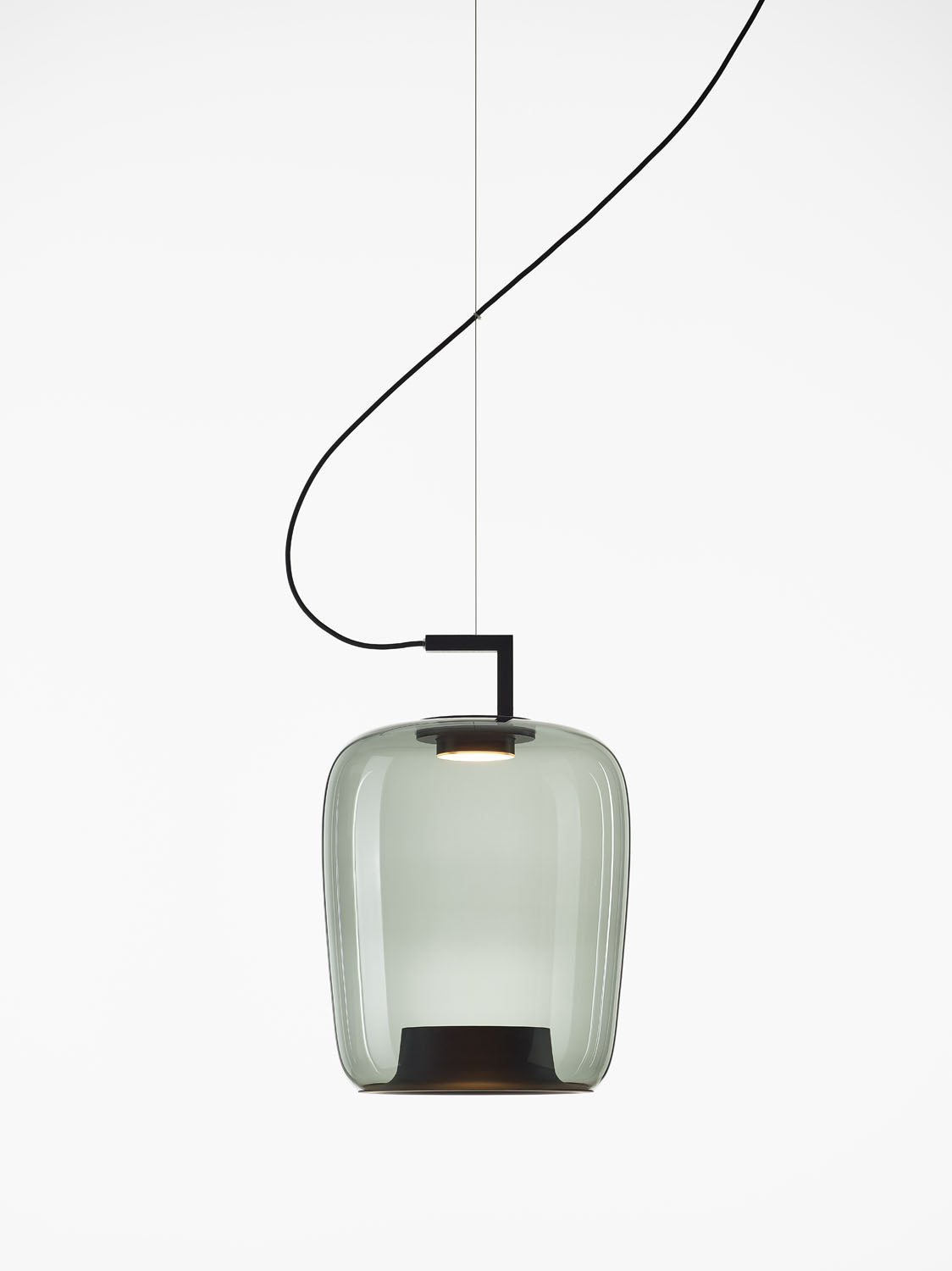 Double Long Pendant  Smoke Grey Glass