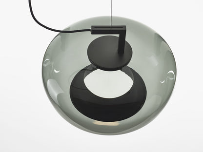 Double Medium Pendant Smoke Grey Glass