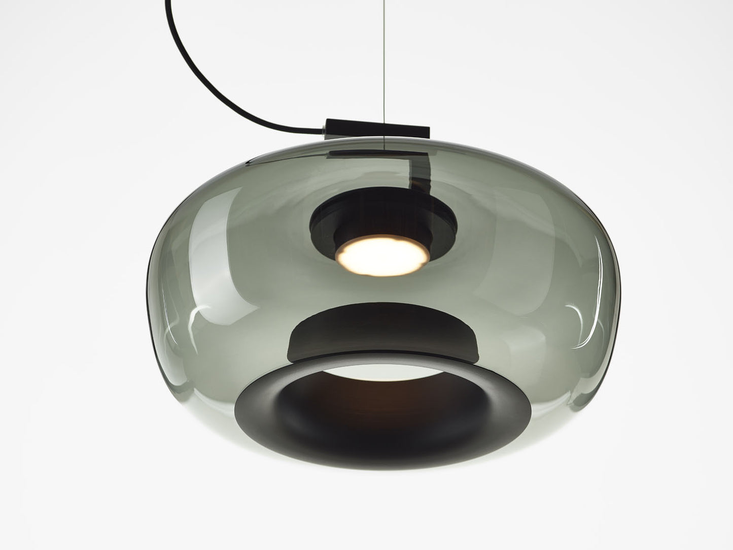 Double Medium Pendant Smoke Grey Glass