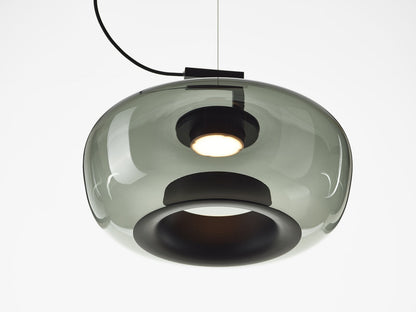 Double Medium Pendant Smoke Grey Glass
