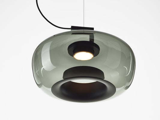 Double Medium Pendant Smoke Grey Glass