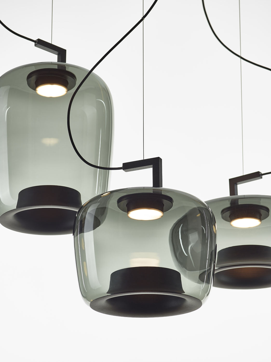 Double Medium Pendant Smoke Grey Glass