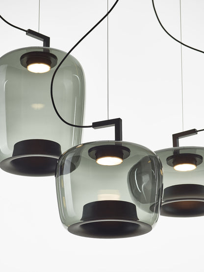 Double Medium Pendant Smoke Grey Glass