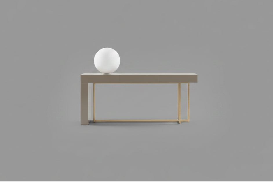 Quincy L Bronze Console Putty Glossy Lacquered
