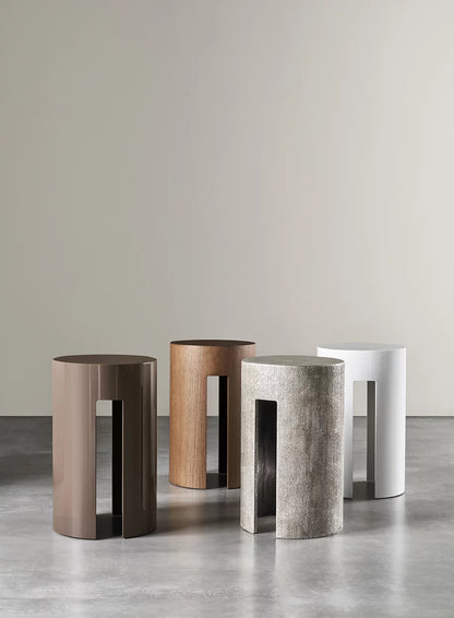 Gong Side Table Glossy resin jute