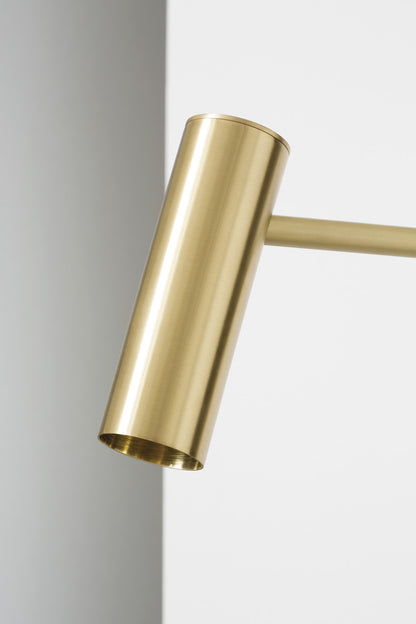 Heron Floor lamp Satin brass w/ Honed black marquina marble