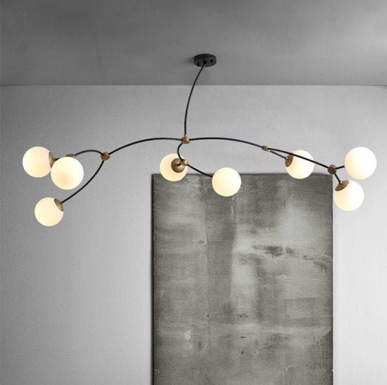 Chandelier I Pendant - Ivy 8 / 180 x 100 x 120H / Bronze / Black / Opal glass