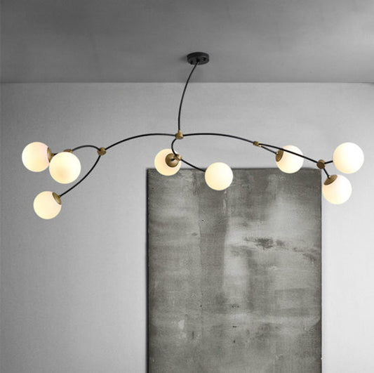 Chandelier I Pendant - Ivy 8 / 180 x 100 x 120H / Bronze / Black / Opal glass