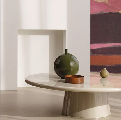 Leon D90 Coffee Table Sand base Glossy Calacatta Gold marble