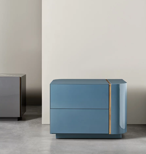 Dimitri L Bedside Table Putty Glossy Lacquered