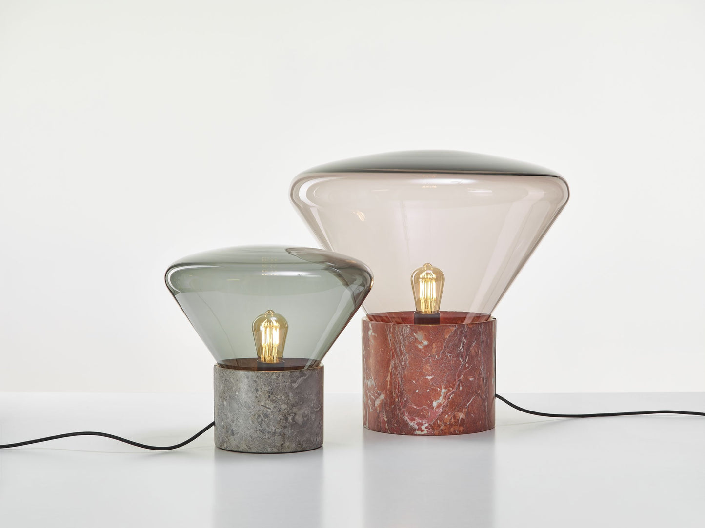 Muffins Table lamp Grey marble Smoke grey transparent glass