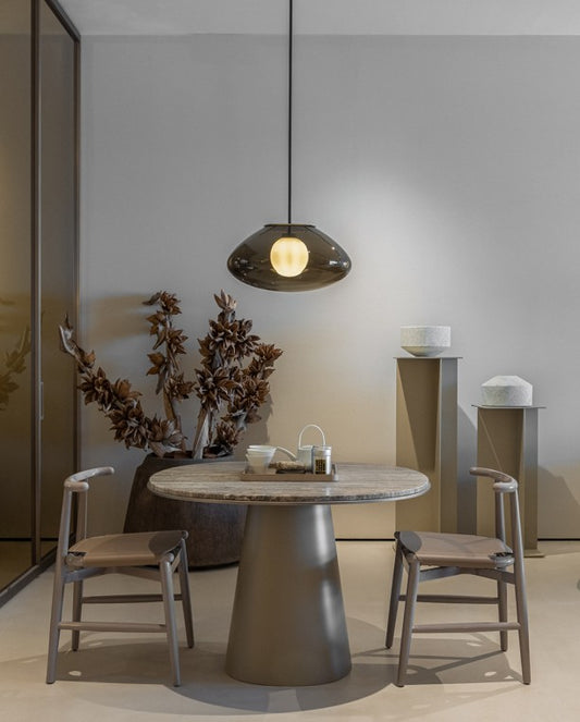 Petra L Pendant Bronze Smoke with opal glass