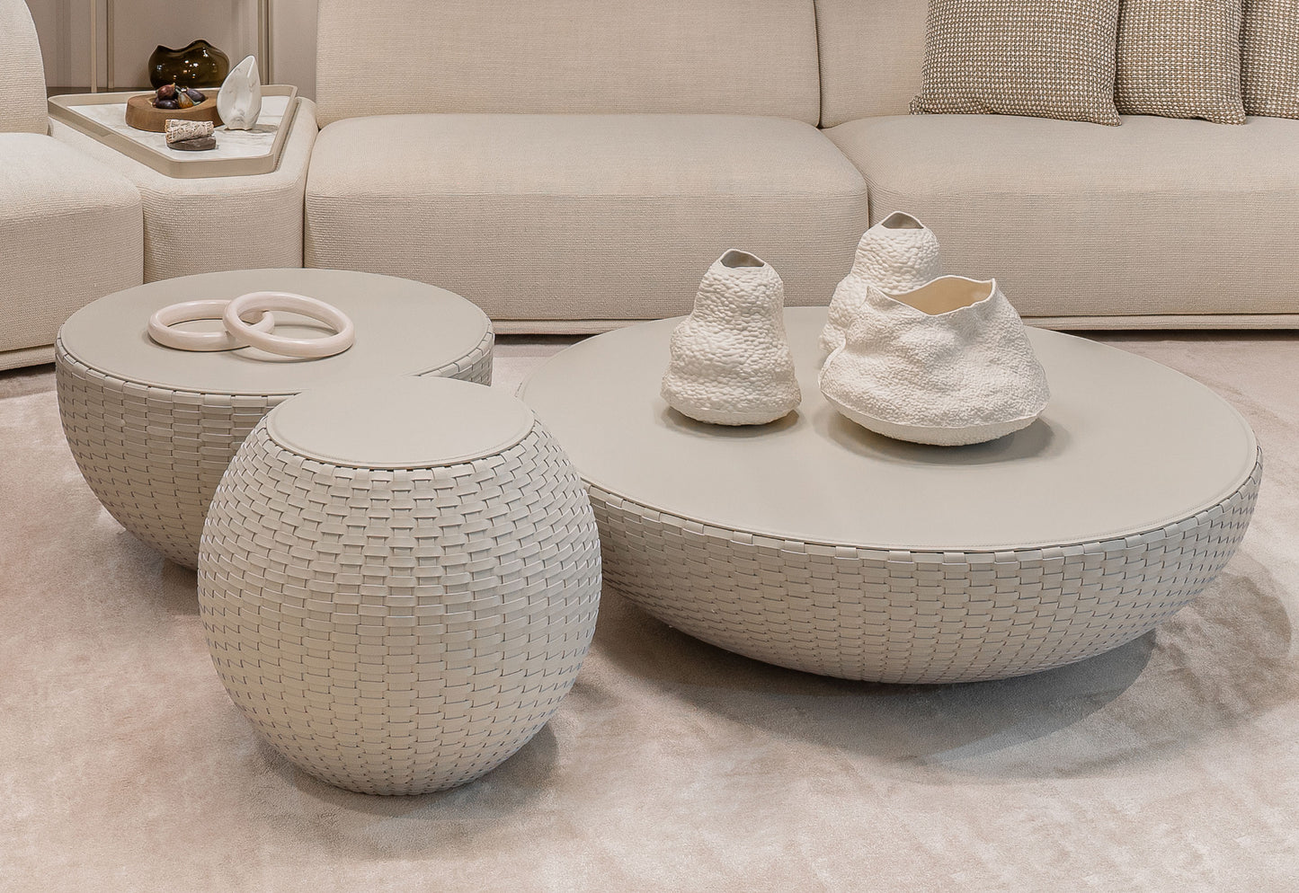 Bongo TB2 Coffee Table Saddle Leather White