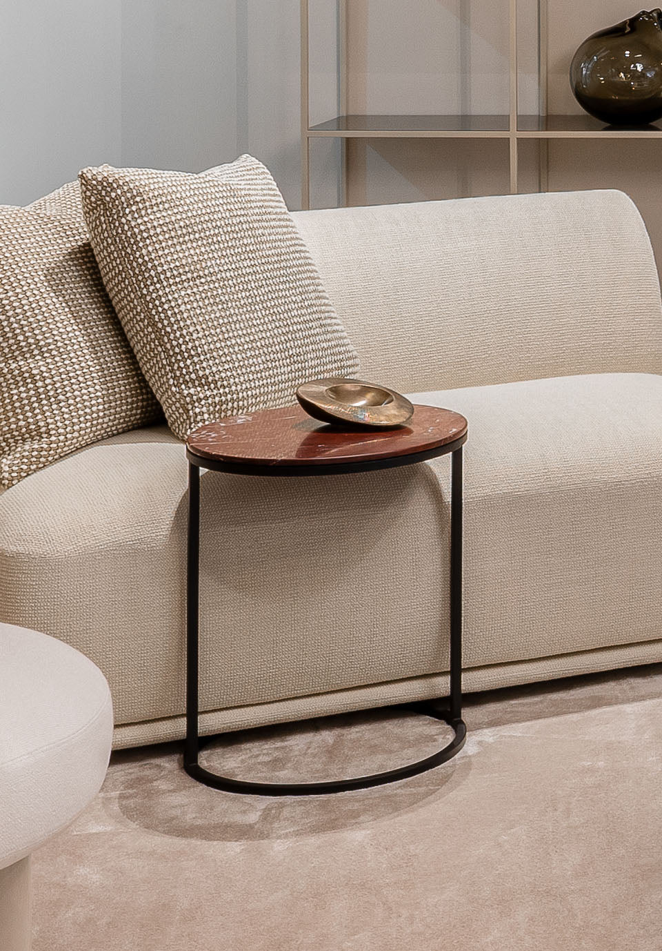 Pek Side Table Red Jasper Marble Matt