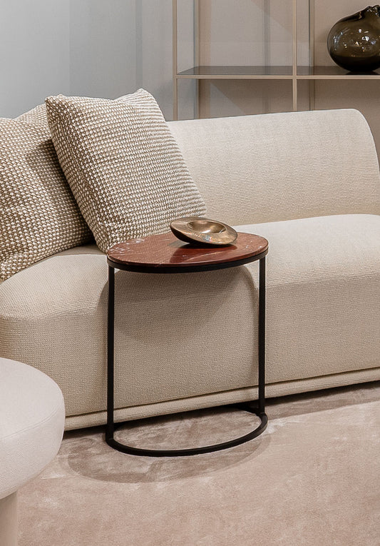 Pek Side Table Red Jasper Marble Matt