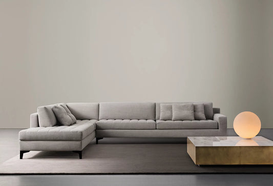 Sofa - Prince Quilt / 238 x 95 x 81H / Seat 46H / Grey-Beige / Fabric Carbonera 01