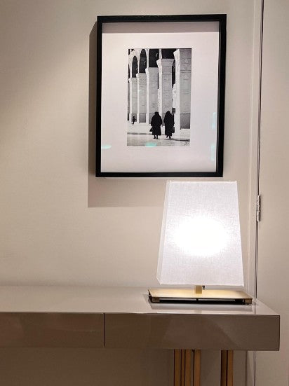 Rettangola New Table lamp White Linen