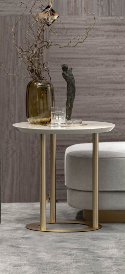 Saturno Side Table Brass w/ Ivory Lacquered top Was AED 15,178