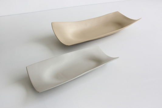 Long Rectangular Wavy Tray C Greige