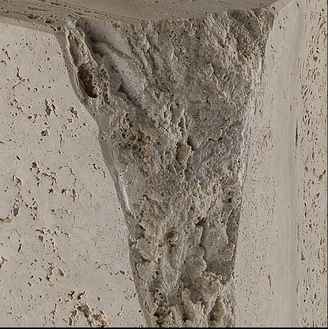 Rascino Side Table H45 Travertine Marble Base
