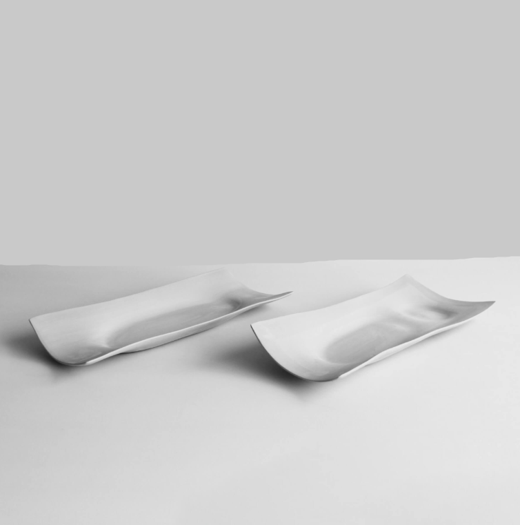 Long Rectangular Wavy Tray C Greige