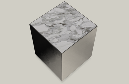 Belt Side Table 40 Glossy Calacatta Black