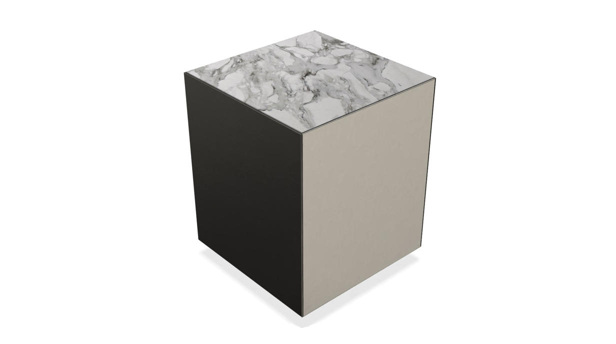 Belt Side Table 40 Glossy Calacatta Black