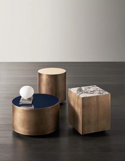 Belt Side Table 40 Glossy Calacatta Black