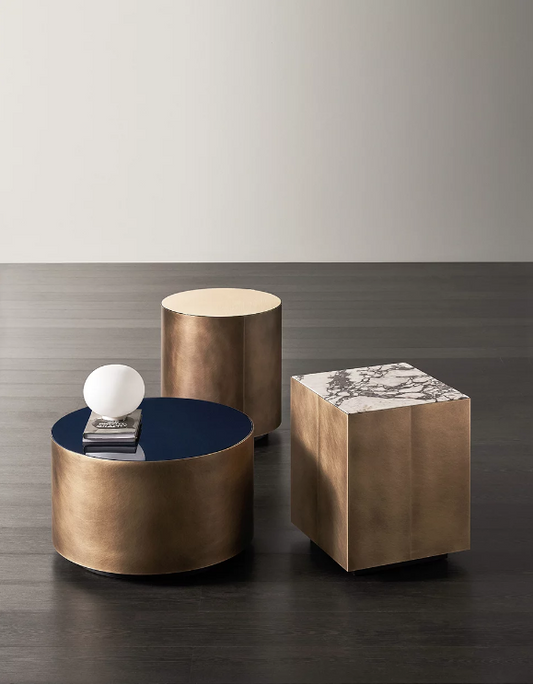Belt Side Table 40 Glossy Calacatta Black