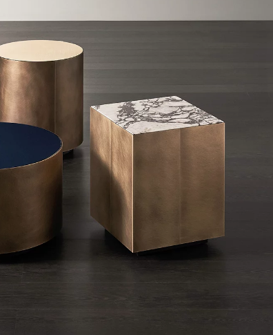 Belt Side Table 40 Glossy Calacatta Black