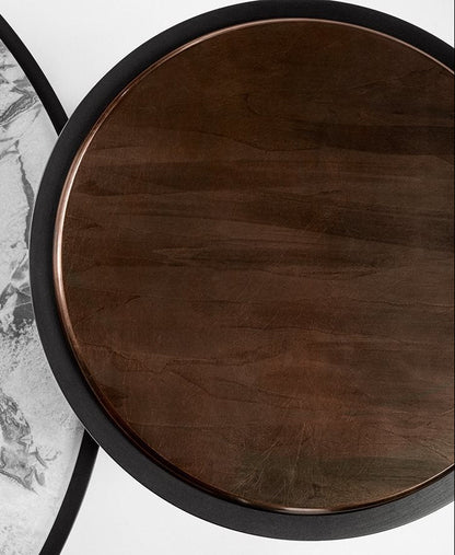 Sensei Coffee Table Black metal Rosso Marte glass top