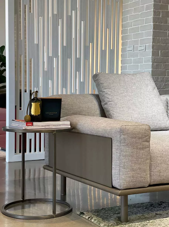 Timothy Sofa Off-white and Leather grey