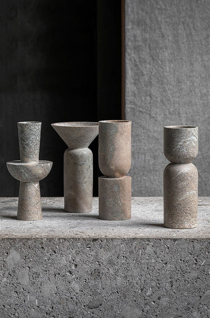 STYLING  ITEM - Totem Vase 01  / Brown  / Dia 10 x 30H / Stone