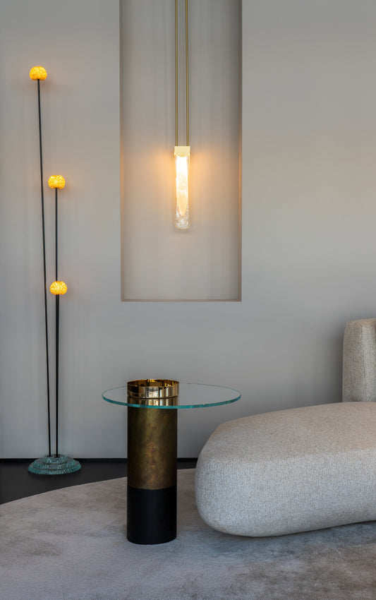 Trois tetes Floor lamp Golden 3 Glass Shades