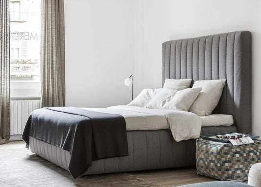 Tuyo Stripe Bed Light Grey Fabric - 180cm Mattress