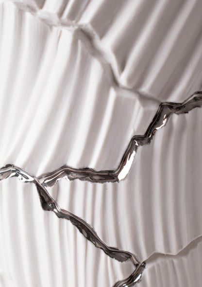 Vase Meltemi White Platinum cracks