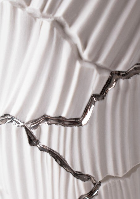 Vase Meltemi White Platinum cracks