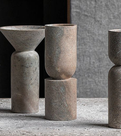 STYLING  ITEM - Totem Vase 05 / Brown   / Dia 10 x 30H / Stone