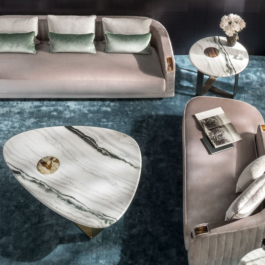 Demetra Coffee Table Satin Dalmata marble Was AED 42,779