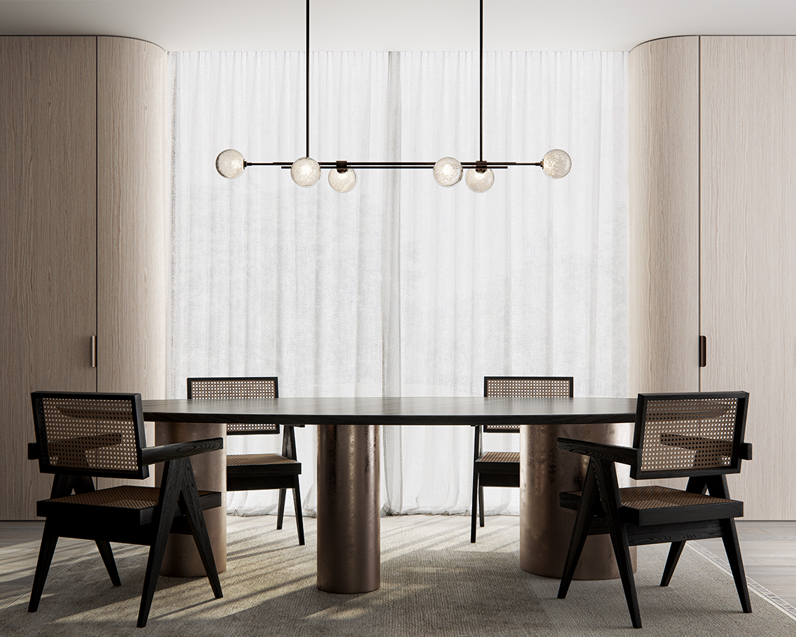 Trilogy 6 Horizontal Chandelier I Pendant Fizi Shade