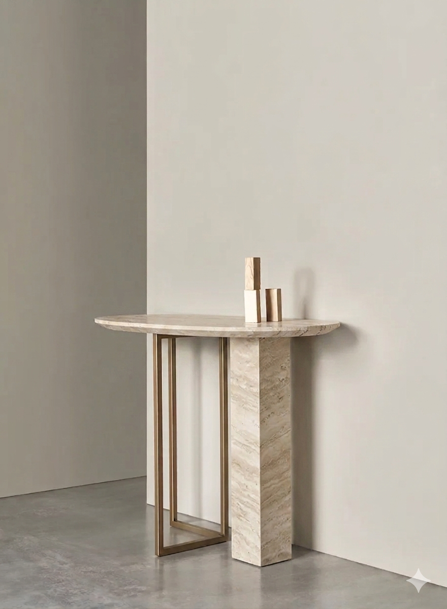 Abel Console Travertino Marble