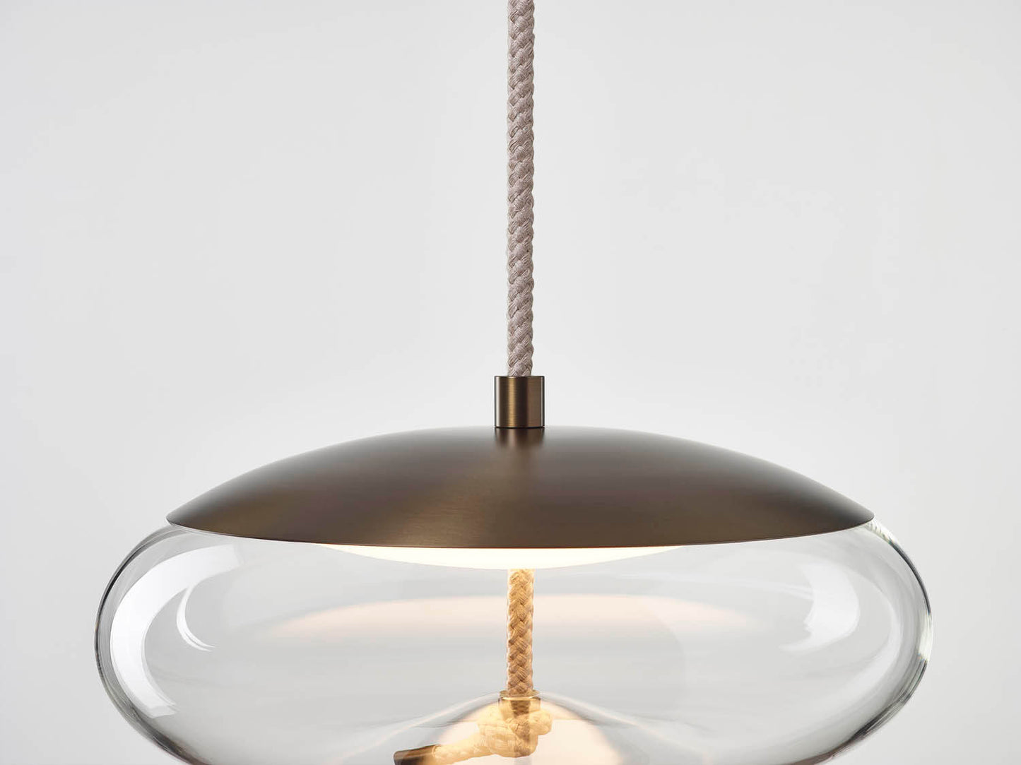Knot Disco Pendant Transparent Glass Brushed Bronze Lacquer